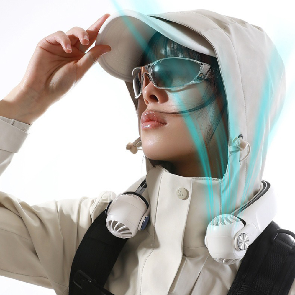 Rechargeable Personal Neck Cooling Fan | Lightweight, Adjustable Speed & Hands-Free Design for Outdoor Activities