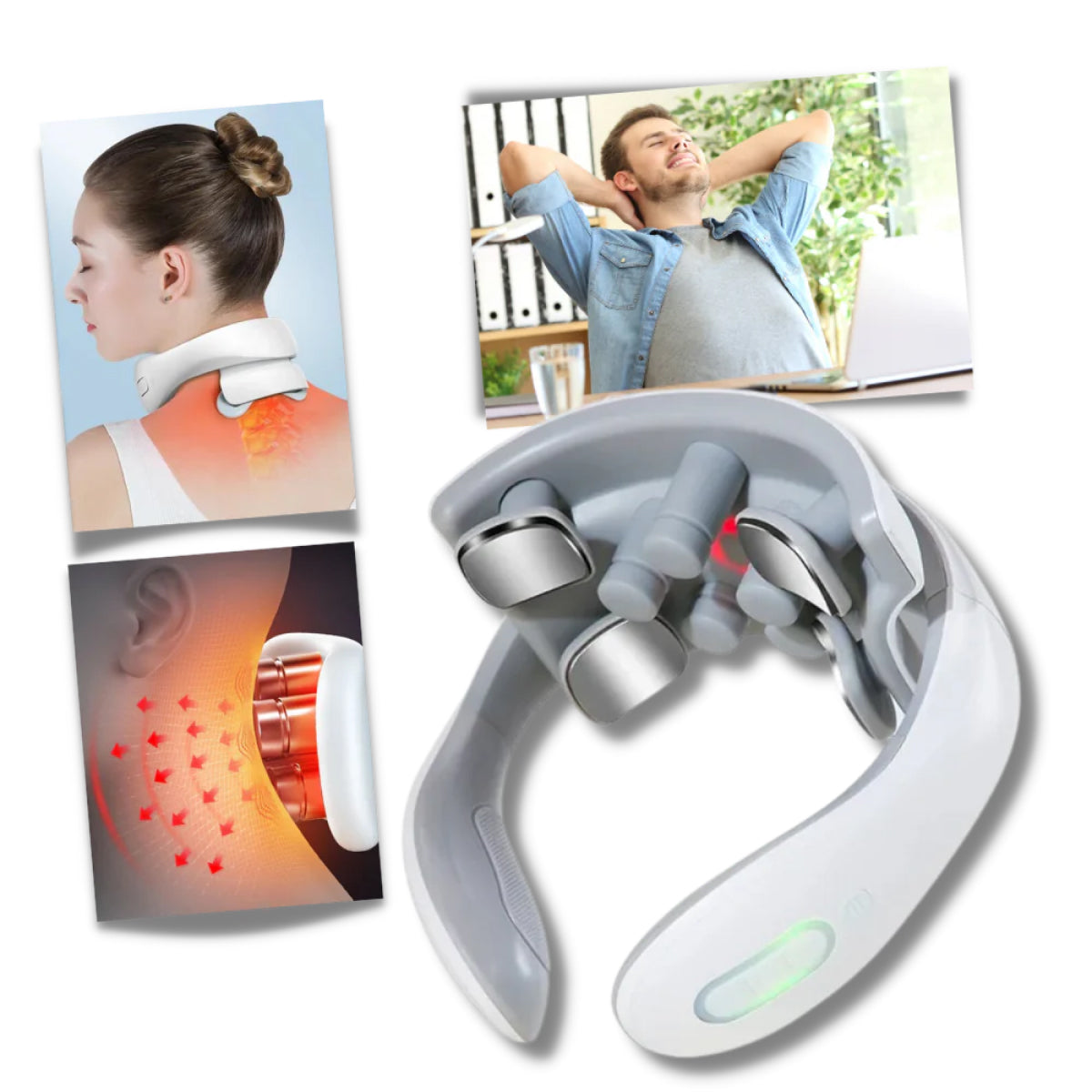 Smart Neck and Back Massager Device - Relieve Headaches & Muscle Tension - Portable Pain Relief
