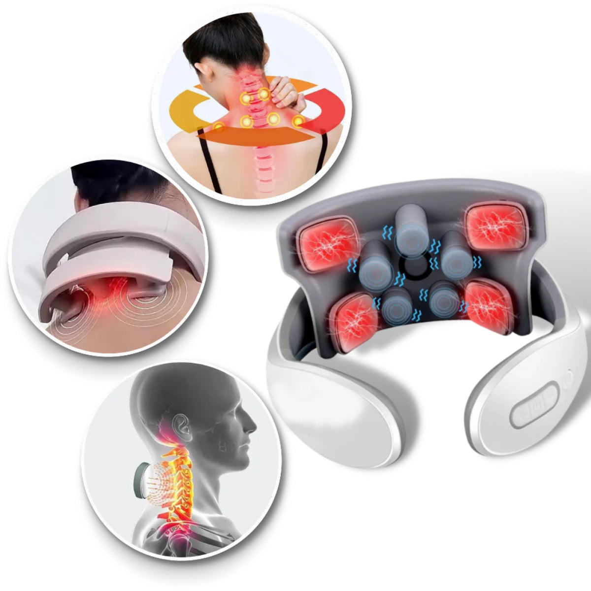Smart Neck and Back Massager Device - Relieve Headaches & Muscle Tension - Portable Pain Relief