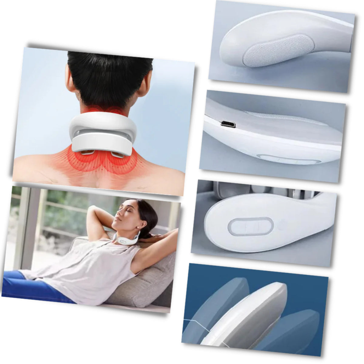 Smart Neck and Back Massager Device - Relieve Headaches & Muscle Tension - Portable Pain Relief