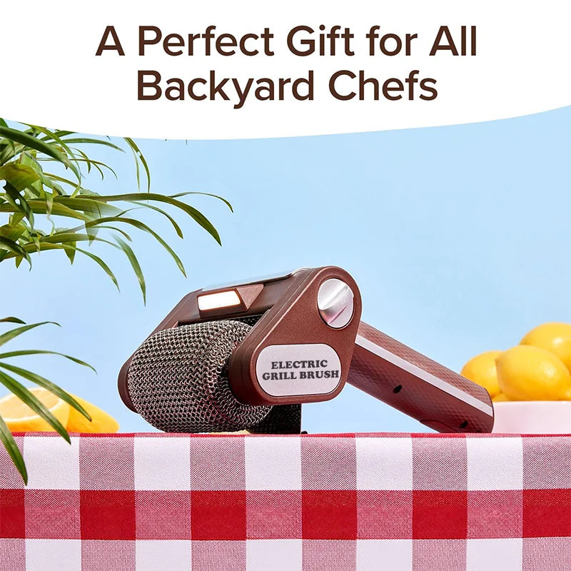 Cordless Electric Grill Cleaner | Bristle-Free, LED Spotlight & Fast 350 RPM Cleaning for Effortless Grill Maintenance
