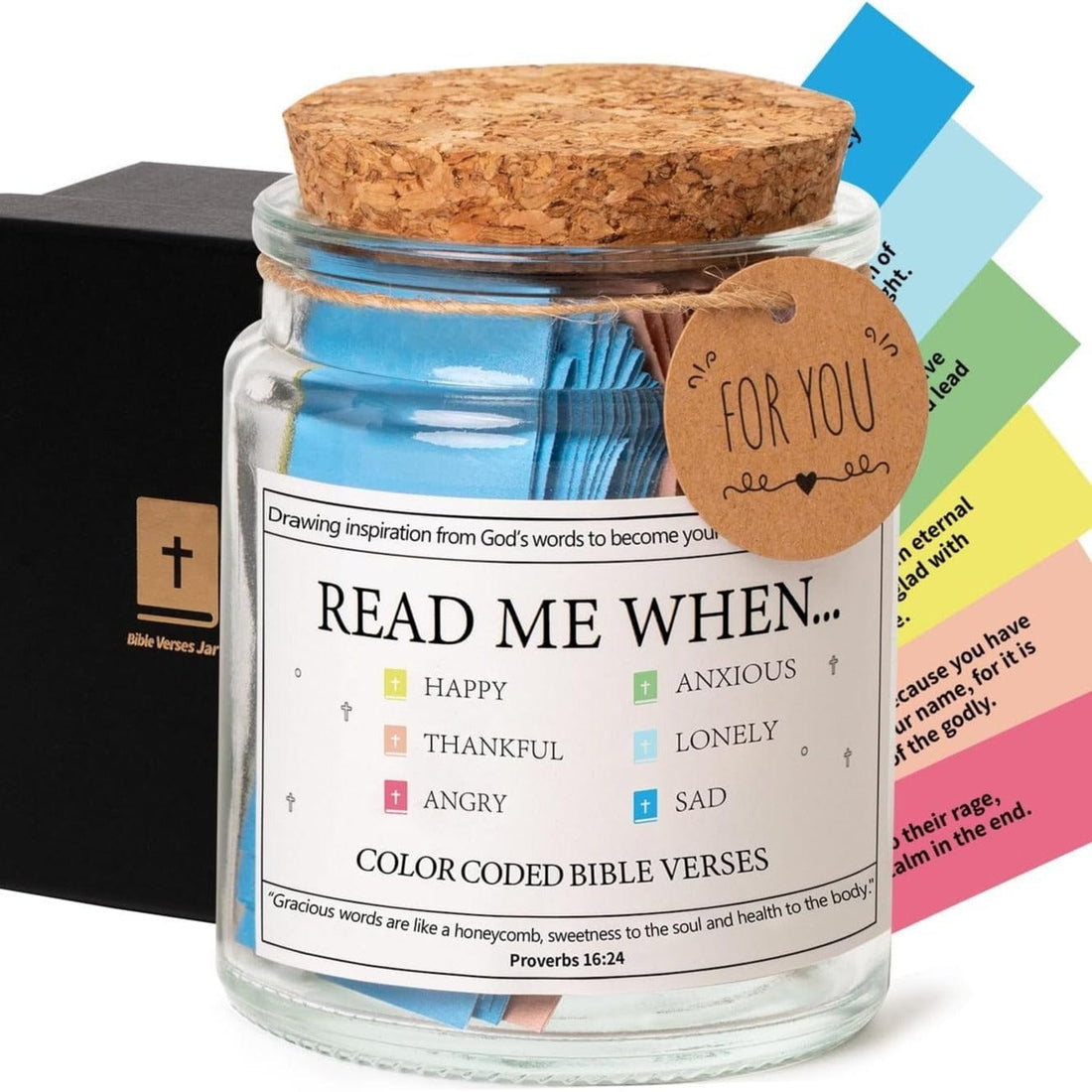 Bible Verses Emotion Jar | 67 Color-Coded Scriptures for Comfort & Reflection