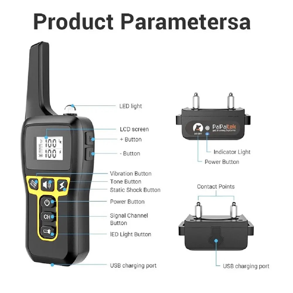 1000m Waterproof Dog Training Collar | Rechargeable, Remote Control with 100 Adjustable Levels for Small, Medium & Large Dogs