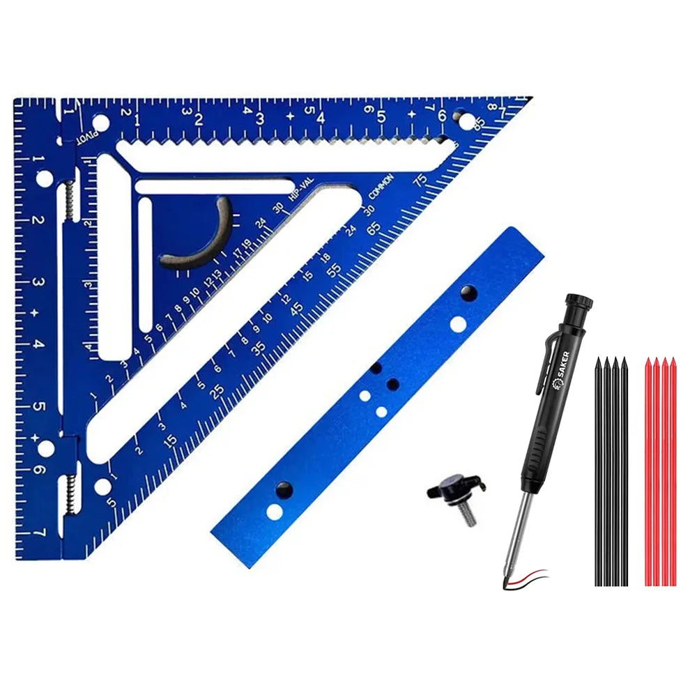Innovative Rafter Square Tool | Durable Aerospace Aluminum, Smart Bubble Level & Fast Repetitive Markings for Carpenters and Metal Workers