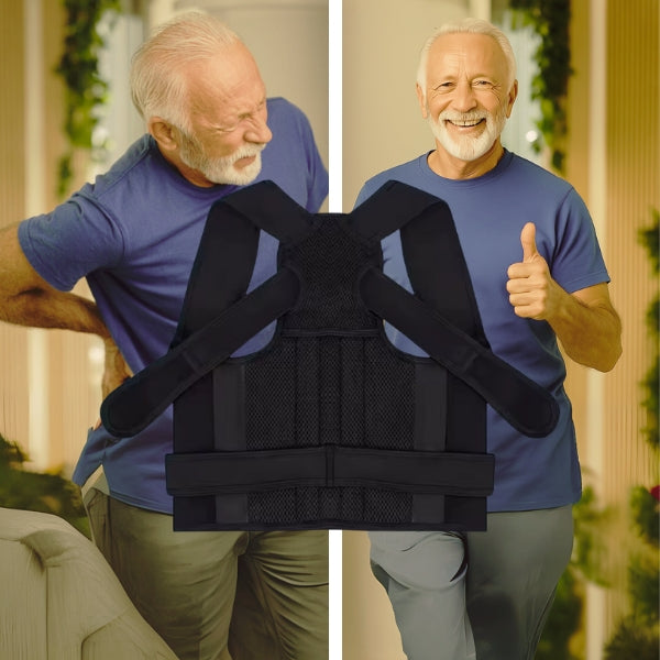 Posture Corrector and Back Brace for Elderly Men – Adjustable Lumbar Support to Relieve Back Pain and Improve Posture