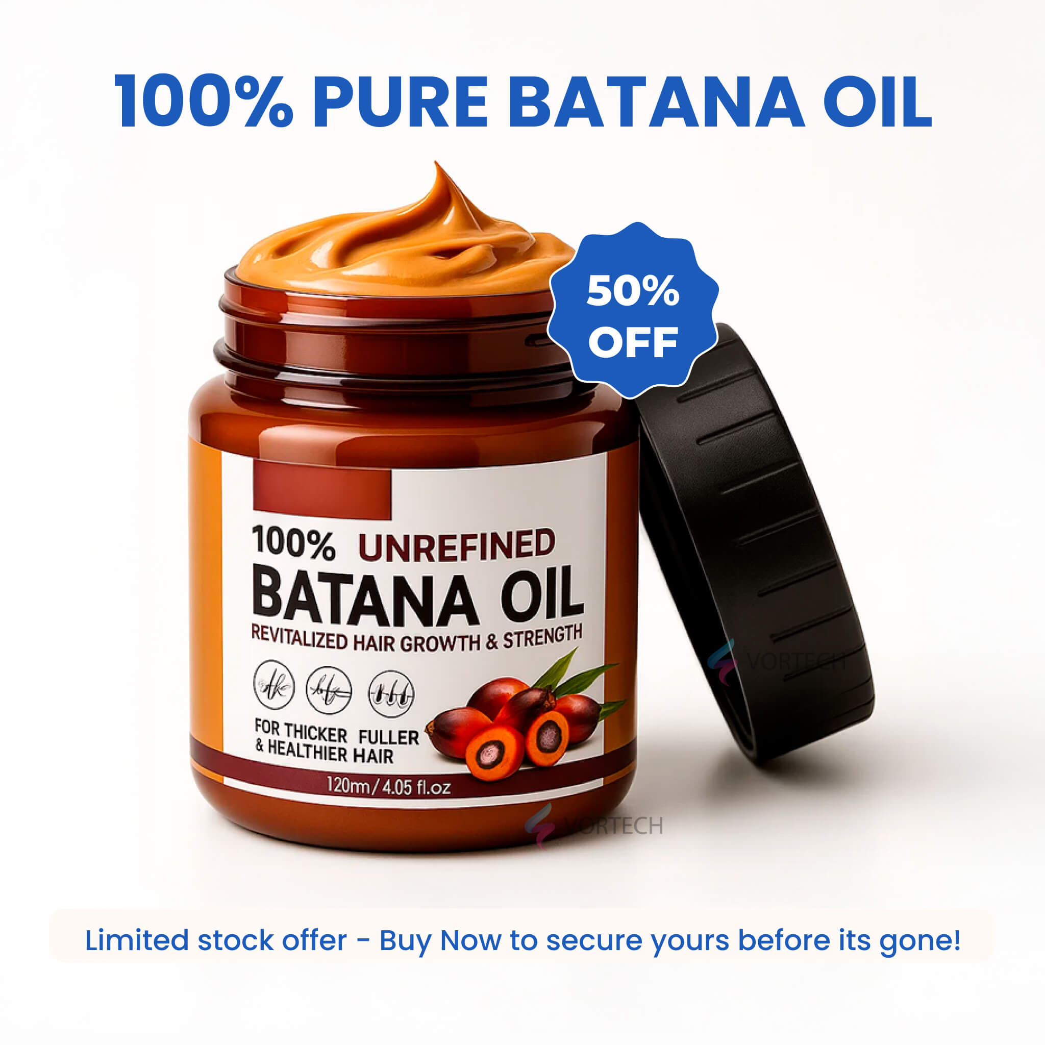 100% Pure Batana Oil | Deeply Moisturizing, Promotes Hair Growth & Repairs for Healthy Skin and Hair