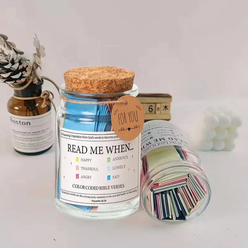Bible Verses Emotion Jar | 67 Color-Coded Scriptures for Comfort & Reflection