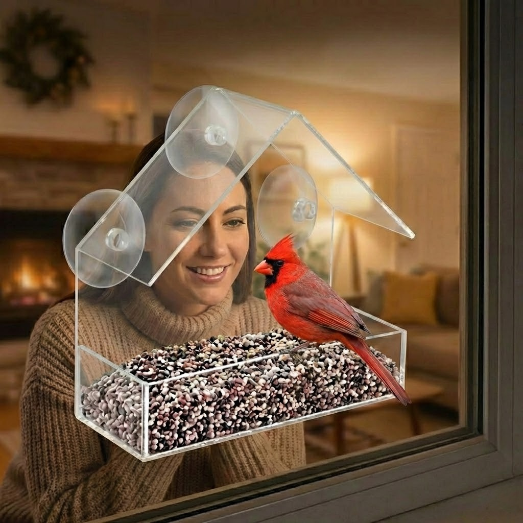 Window Bird Feeder with Camera | Strong Suction Cups Window Mounted Bird House for Outside Wild Birds - Best Window Bird Feeder for Cats and Bird Lovers