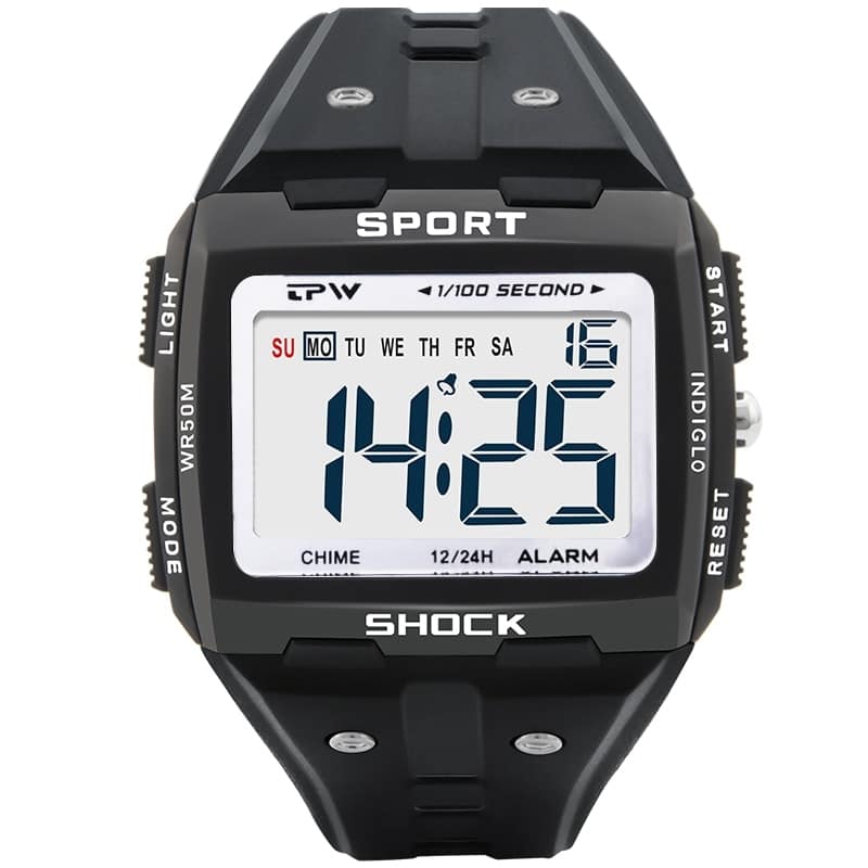 Large Numbers Digital Sports Watch | Waterproof, Multifunctional with Alarm & Chronograph for Athletes and Outdoor Enthusiasts