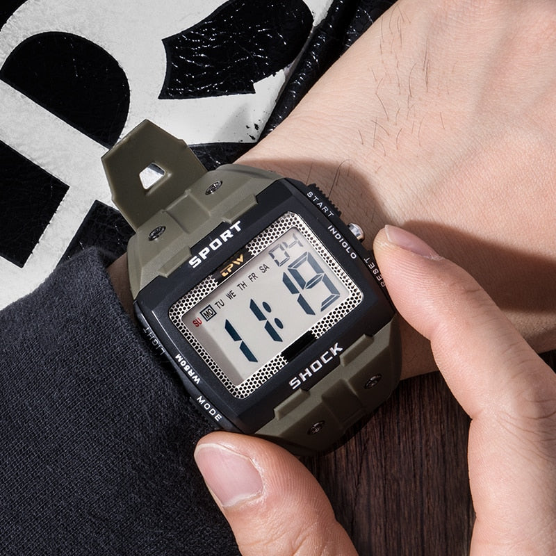 Large Numbers Digital Sports Watch | Waterproof, Multifunctional with Alarm & Chronograph for Athletes and Outdoor Enthusiasts