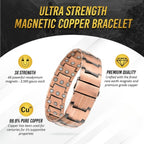 3x Strength Copper Magnetic Bracelet for Men | Adjustable, Waterproof & Ideal for Pain Relief and Improved Circulation