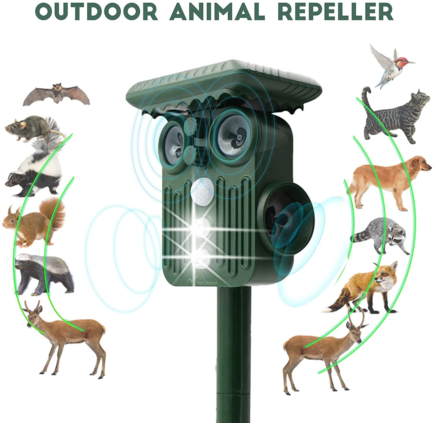 Ultrasonic Solar Deer Repeller | 5 Adjustable Modes, Waterproof & Eco-Friendly for Home Gardens and Yards