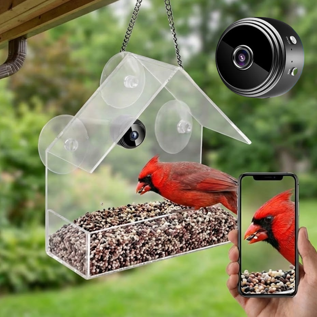 MyWingCam™ Bird Feeder with Camera 1080P HD | Wireless Bird House with Camera for Outside – Window or Hanging Bird Feeder Cam with Night Vision, Audio & Free App – Live Bird Feeder Cam