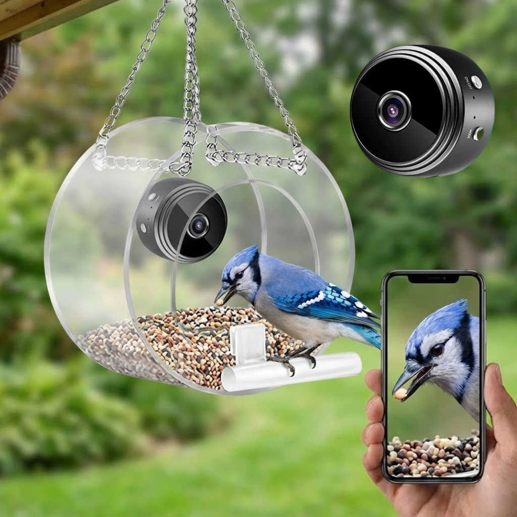 MyWingCam™ Bird Feeder with Camera 1080P HD | Wireless Bird House with Camera for Outside – Window or Hanging Bird Feeder Cam with Night Vision, Audio & Free App – Live Bird Feeder Cam