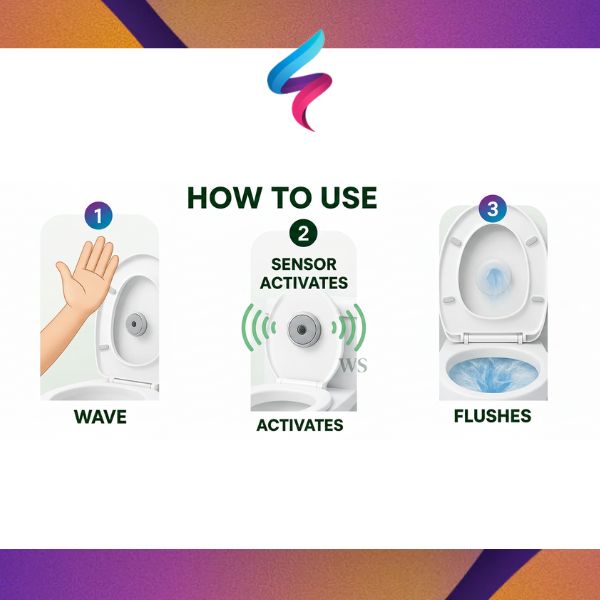 Touchless Intelligent Auto-Flush Sensor | Hygienic, Adjustable Motion Activation for Modern Toilets