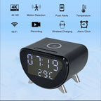 4K HD WiFi Mini Camera Clock | Wireless Charging, Motion Detection & Ideal for Home and Office Security