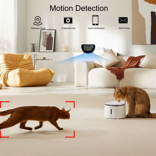 4K HD WiFi Mini Camera Clock | Wireless Charging, Motion Detection & Ideal for Home and Office Security