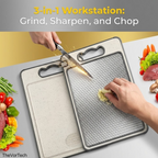 Dual-Sided Stainless Steel Cutting Board | Anti-Scratch Mesh Surface with Odor-Resistant Steel and Eco-Friendly Wheat Straw