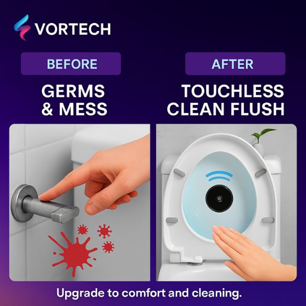 Touchless Intelligent Auto-Flush Sensor | Hygienic, Adjustable Motion Activation for Modern Toilets