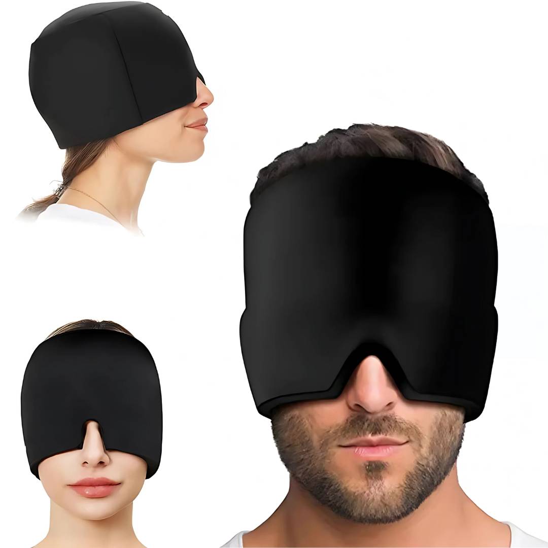 Migraine Gel Hood | Cooling Comfort, Pressure Therapy & Light Blocking for Instant Headache Relief