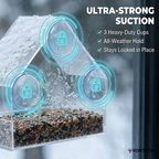 Window Bird Feeder with Camera | Strong Suction Cups Window Mounted Bird House for Outside Wild Birds - Best Window Bird Feeder for Cats and Bird Lovers