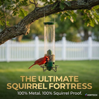 SpinGuard™ Squirrel Proof Bird Feeder | Metal Spinning Feeder Squirrel Proof – Weight Activated Deterrent No Baffles For Squirrels Needed – Best Squirrel Resistant Design to Keep Squirrels Off