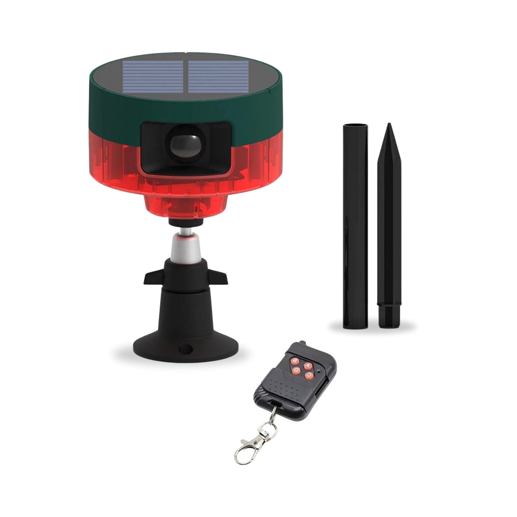 Solar-Powered Motion-Activated Strobe Light | 360° Detection, Multiple Sounds & Eco-Friendly Skunk Repeller for Home and Garden