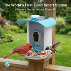 BirdyScope™ Smart Bird Feeder with Camera No Monthly Fees | Solar Powered Hummingbird Feeder Live Bird Cam House - Wireless 2-in-1 Seed & Hummingbird Station