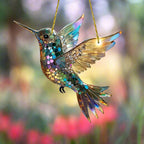 Hummingbird Stained Glass Window Hanging - Colorful Suncatcher Gift & Bird Decoration