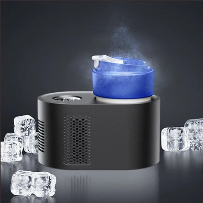 2-in-1 car cup cooler and heater. Keep your drinks hot or cold during your drive. Convenient, portable, and perfect for your car.