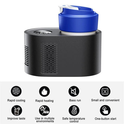 2-in-1 car cup cooler and heater. Keep your drinks hot or cold during your drive. Convenient, portable, and perfect for your car.