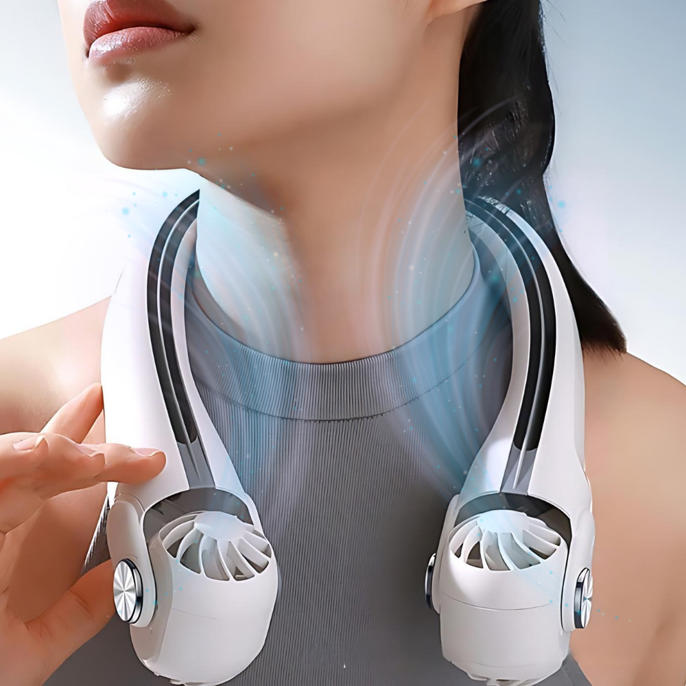 Rechargeable Personal Neck Cooling Fan | Lightweight, Adjustable Speed & Hands-Free Design for Outdoor Activities
