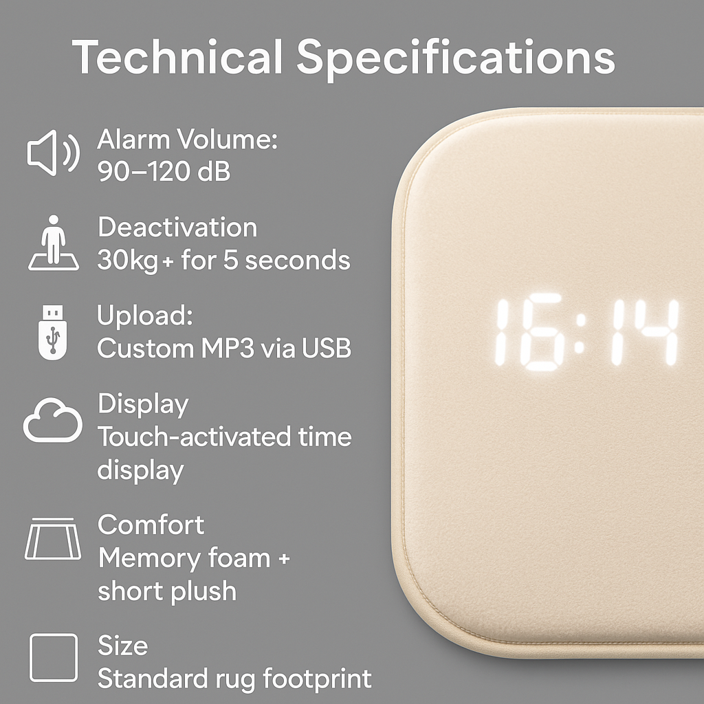 Smart Rug Carpet Alarm Clock | Soft Carpet Alarm for Heavy Sleepers - Lazy Alarms & Home Decoration