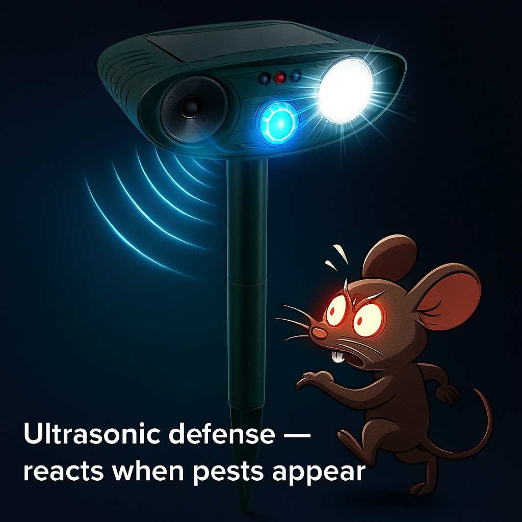 Ultrasonic Outdoor Mouse Repeller | Solar Powered, Waterproof & Chemical-Free for Home and Garden Use