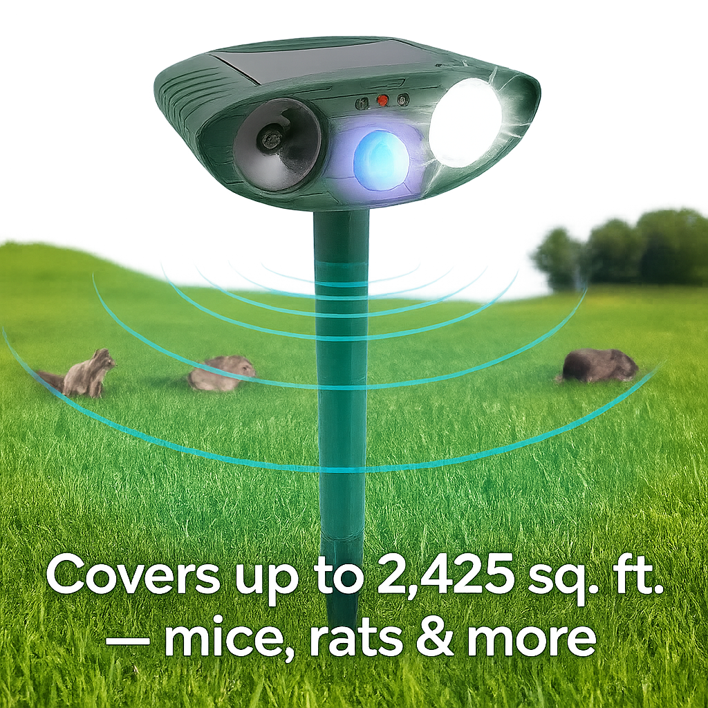 Ultrasonic Outdoor Mouse Repeller | Solar Powered, Waterproof & Chemical-Free for Home and Garden Use
