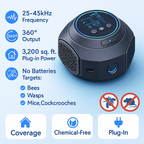 Bee & Wasp Ultrasonic Repellent Device | 360° Electronic Wood Bee Repellent, Plug-In Indoor Bee Zapper & Insect Control Solution