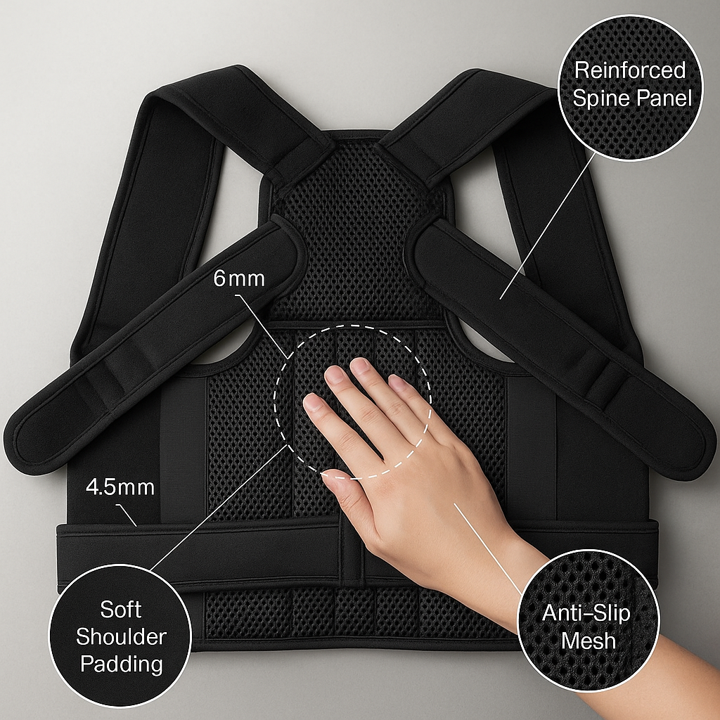 Posture Corrector and Back Brace for Elderly Men – Adjustable Lumbar Support to Relieve Back Pain and Improve Posture
