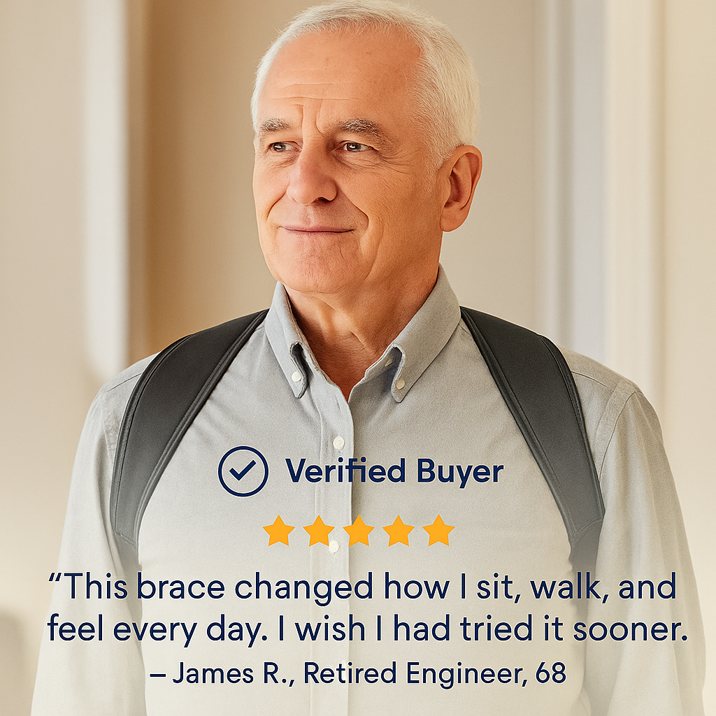 Posture Corrector and Back Brace for Elderly Men – Adjustable Lumbar Support to Relieve Back Pain and Improve Posture