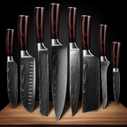 Japanese Damascus Steel Chef Knife Set | Ergonomic Pakka Wood Handles & Ideal for Professional Cooking