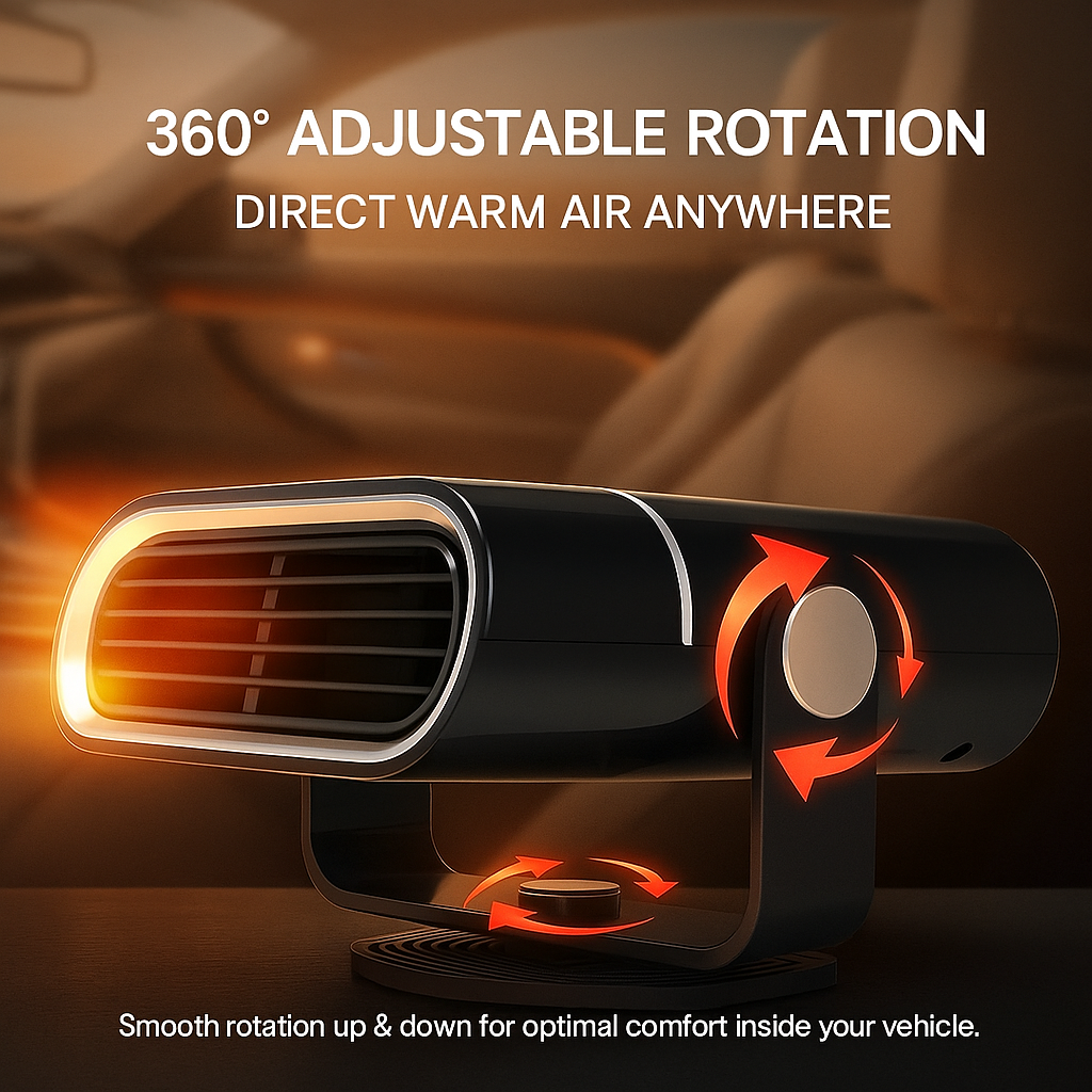 Portable Car Heater | Versatile 4-in-1 Fan for Heating, Cooling, and Defrosting Windshields - 12V connection
