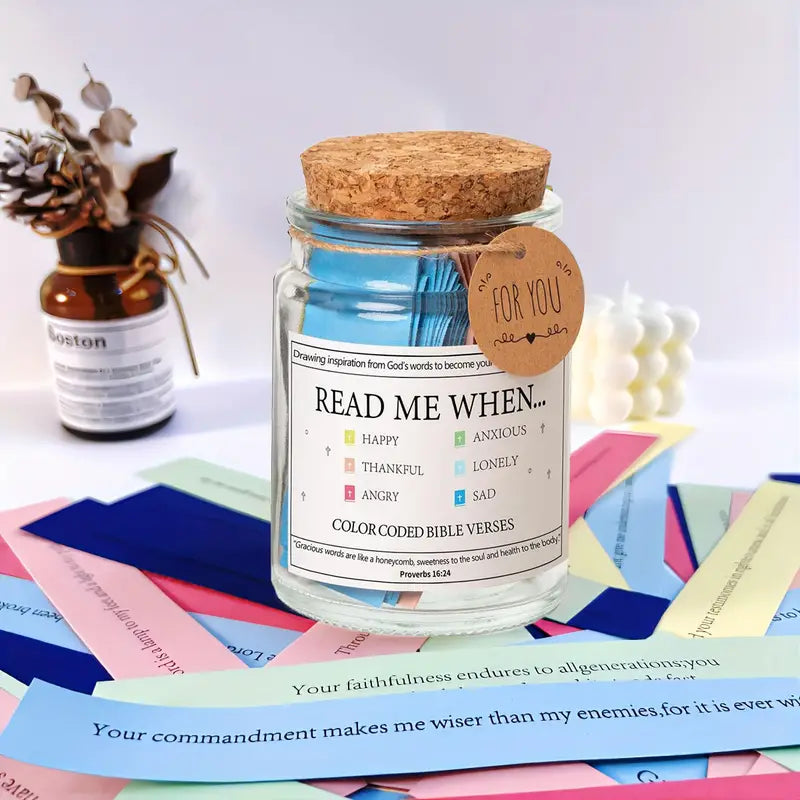 Bible Verses Emotion Jar | 67 Color-Coded Scriptures for Comfort & Reflection