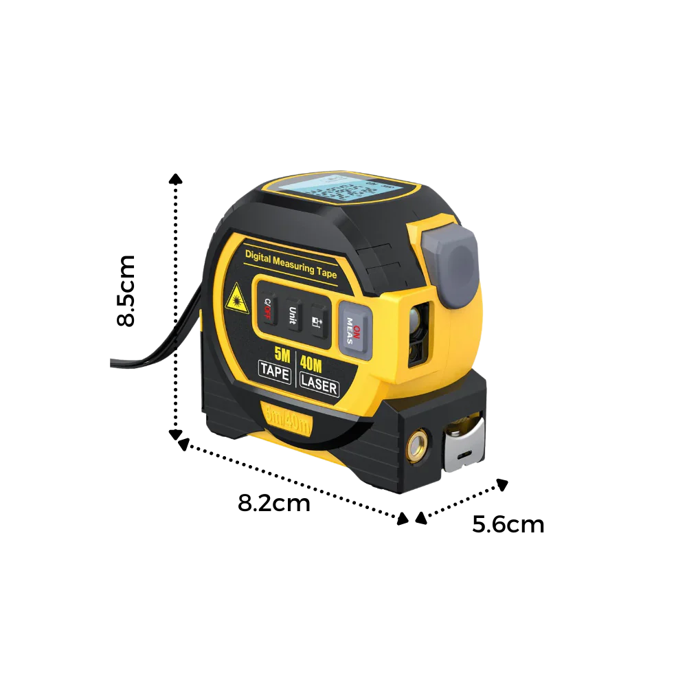 3-in-1 Laser Tape Measure - Distance, Area, & Volume Measurements