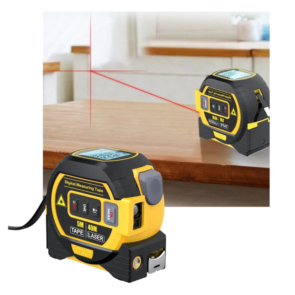 3-in-1 Laser Tape Measure - Distance, Area, & Volume Measurements