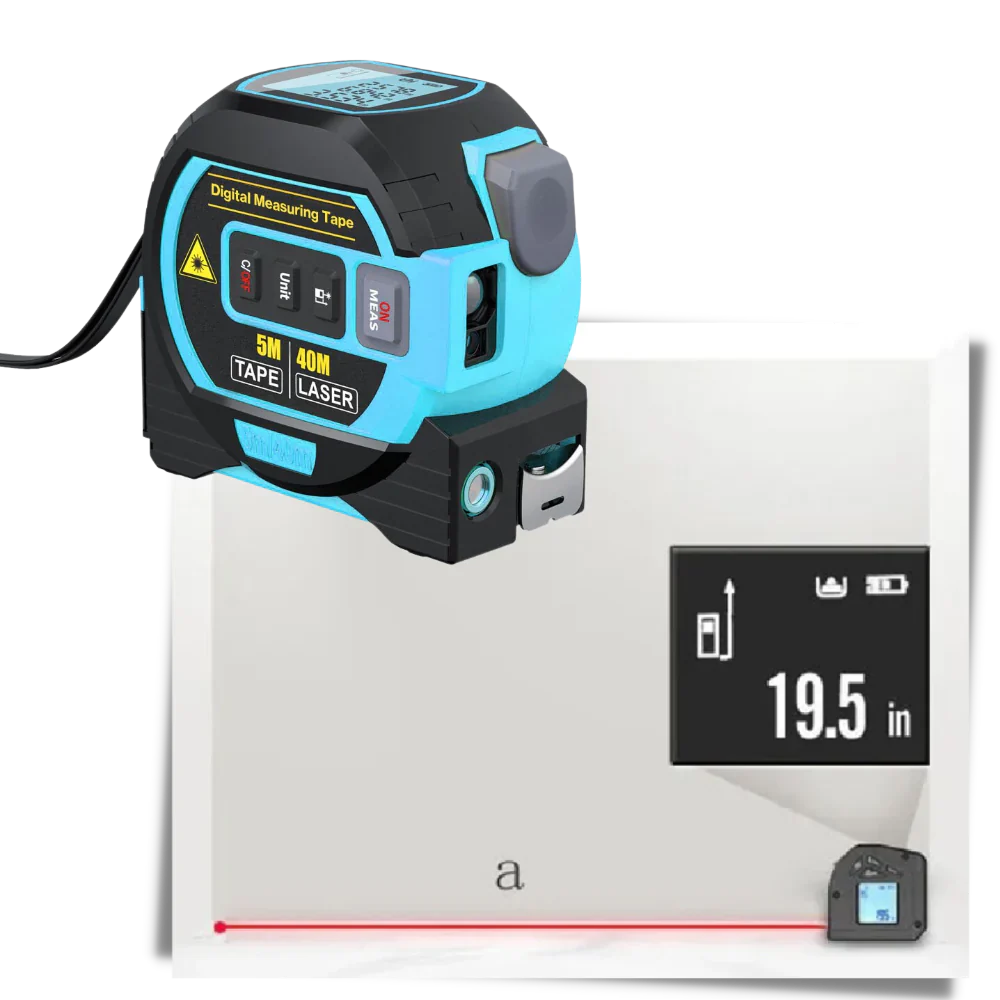 3-in-1 Laser Tape Measure - Distance, Area, & Volume Measurements