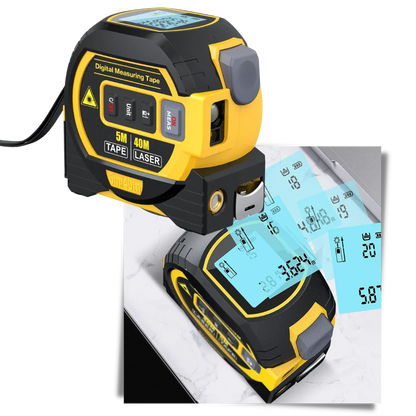 3-in-1 Laser Tape Measure - Distance, Area, & Volume Measurements