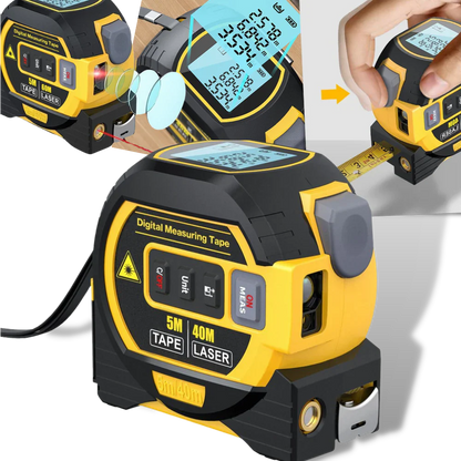 3-in-1 Laser Tape Measure - Distance, Area, & Volume Measurements