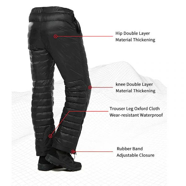 Outdoor Thermal Goose Down Pants | Lightweight, Windproof & Ideal for Skiing, Snowboarding, and Cold Weather Adventures