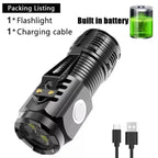 Mini Rechargeable Flashlight with 5 Modes | Super Bright 3-LED Design, Waterproof & Pocket-Sized for Emergency or Outdoor Use