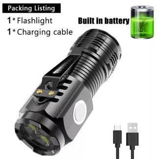 Mini Rechargeable Flashlight with 5 Modes | Super Bright 3-LED Design, Waterproof & Pocket-Sized for Emergency or Outdoor Use