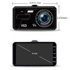 High-Definition Dual Dash Cam 1920x1080P Front and Rear Camera for Cars - 4-Inch Display, Night Vision, Loop Recording